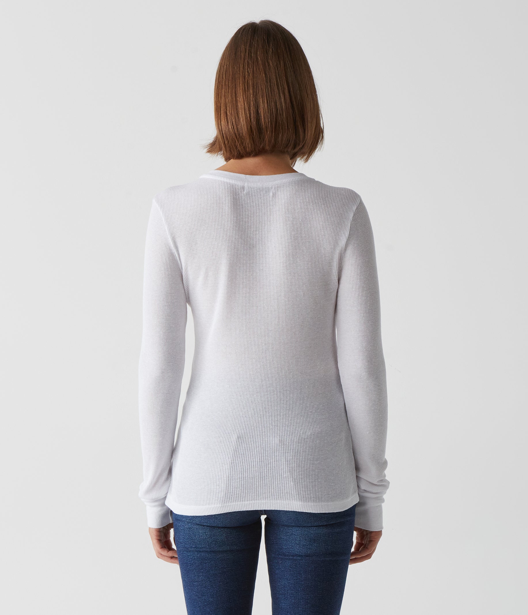 White Long Sleeve Thermal Crew