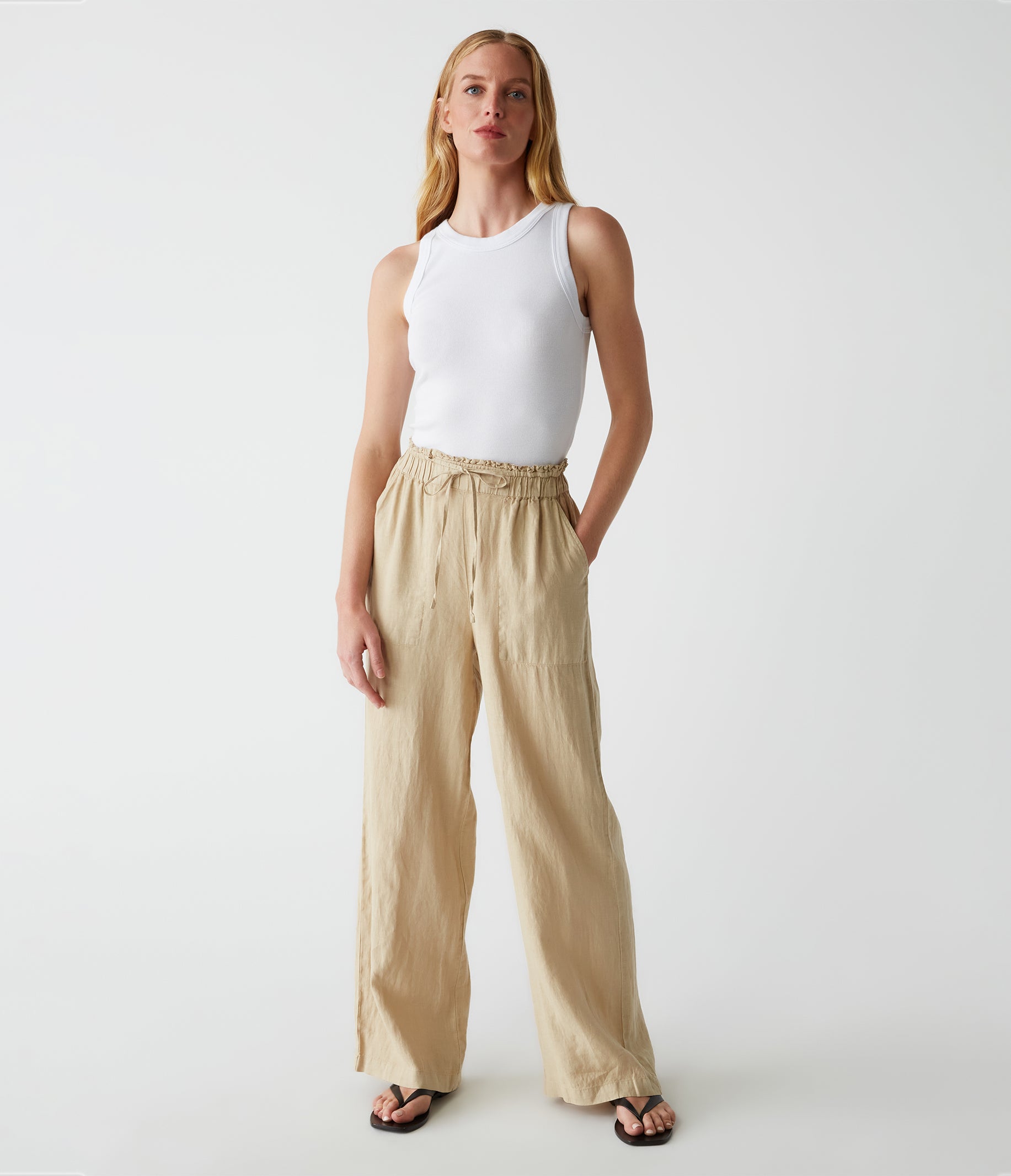 Warm selling Linen Pants Jules with removable suspenders